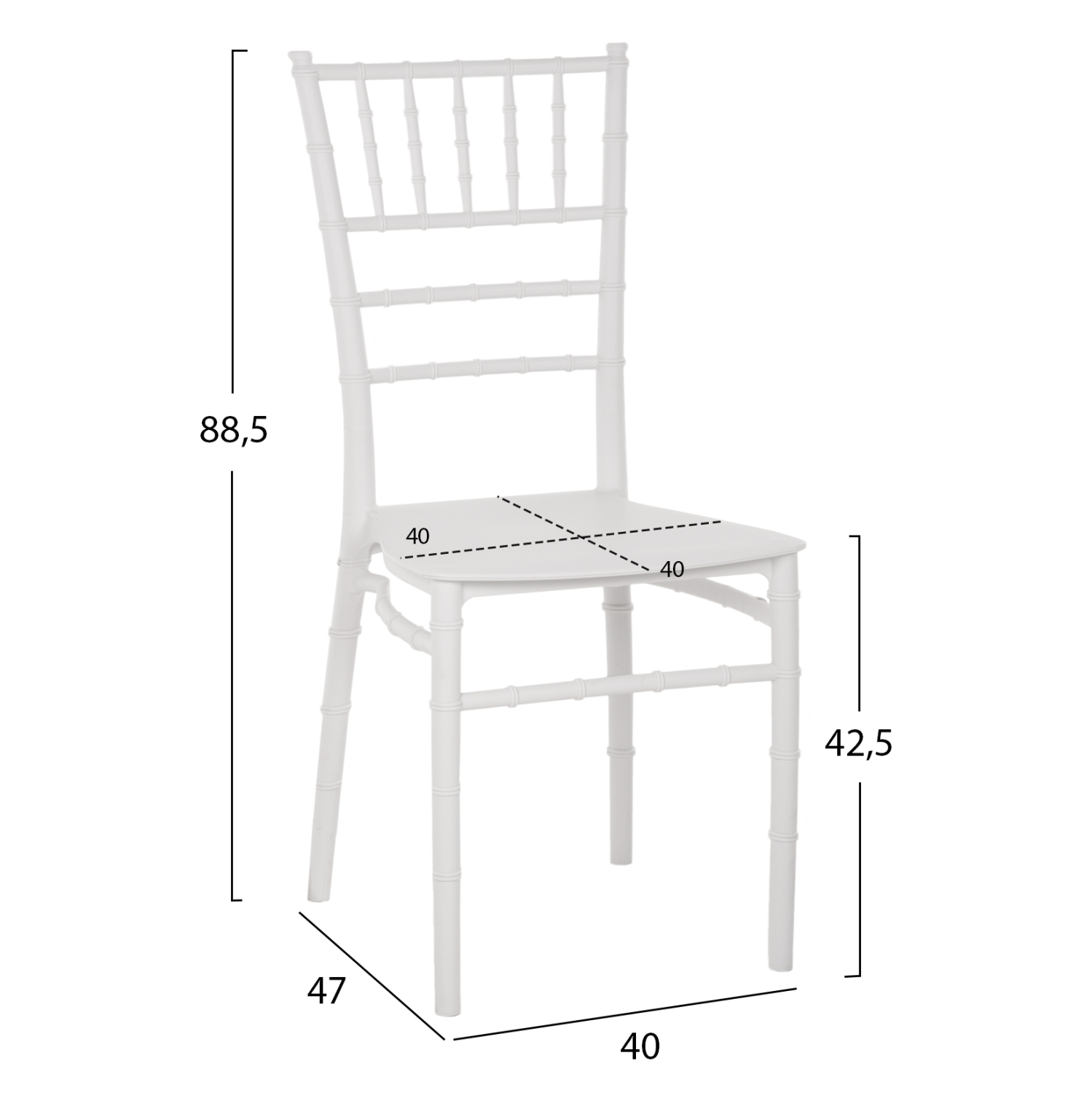 ΚΑΡΕΚΛΑ ΠΟΛΥΠΡΟΠΥΛΕΝΙΟΥ CATERING TIFFANY FB98058.31 ΛΕΥΚΟ 39x46x89Υεκ. - Image 2