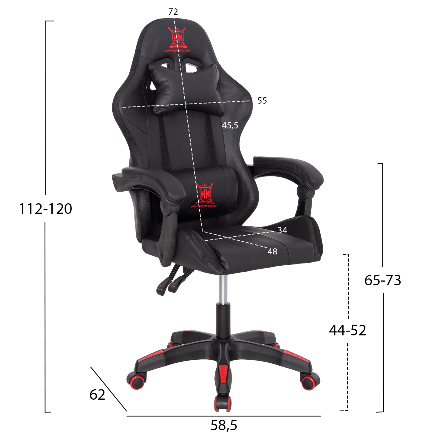 ΠΟΛΥΘΡΟΝΑ GAMING FB91203.01 ΜΑΥΡΟ-ΚΟΚΚΙΝΟ PVC 58.5x100x120Υεκ. - Image 2