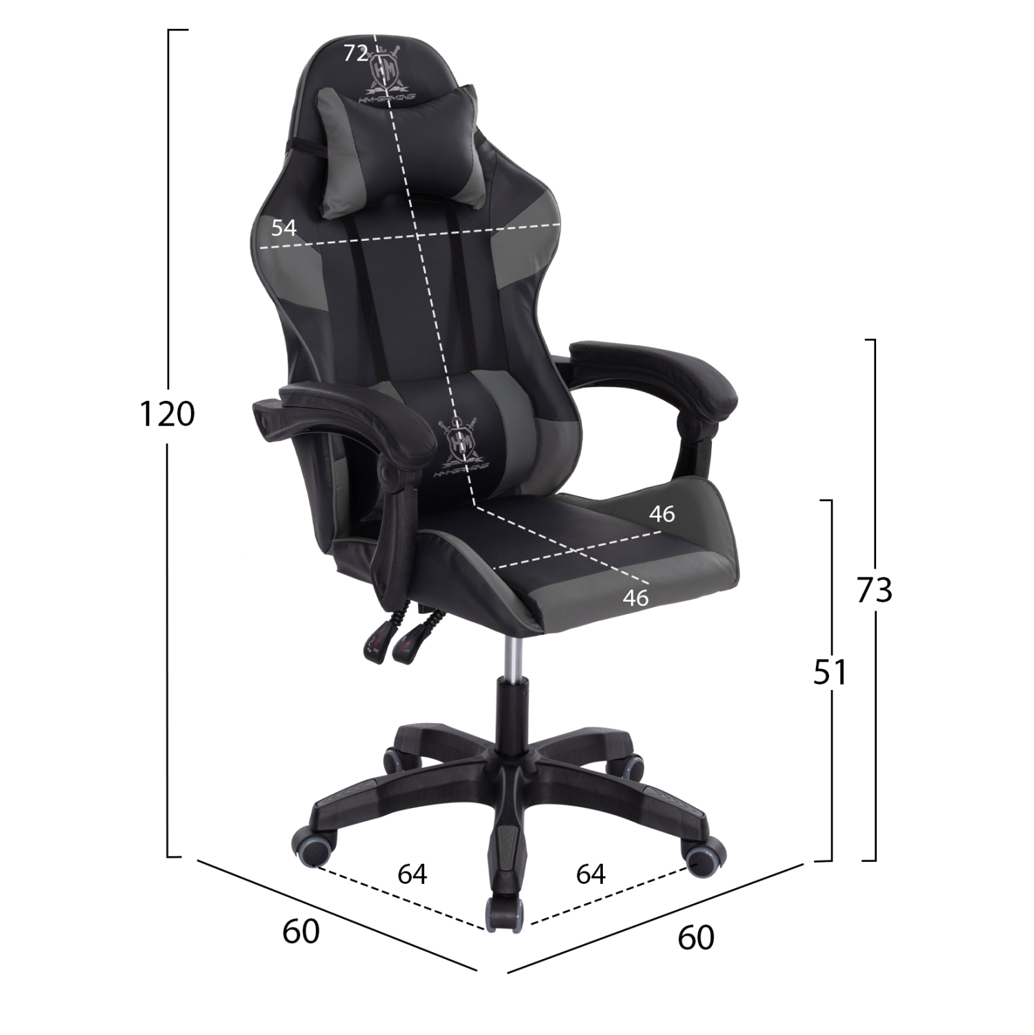 ΠΟΛΥΘΡΟΝΑ GAMING FB91203.10 ΜΑΥΡΟ-ΓΚΡΙ PVC 60x60x120Υεκ. - Image 2