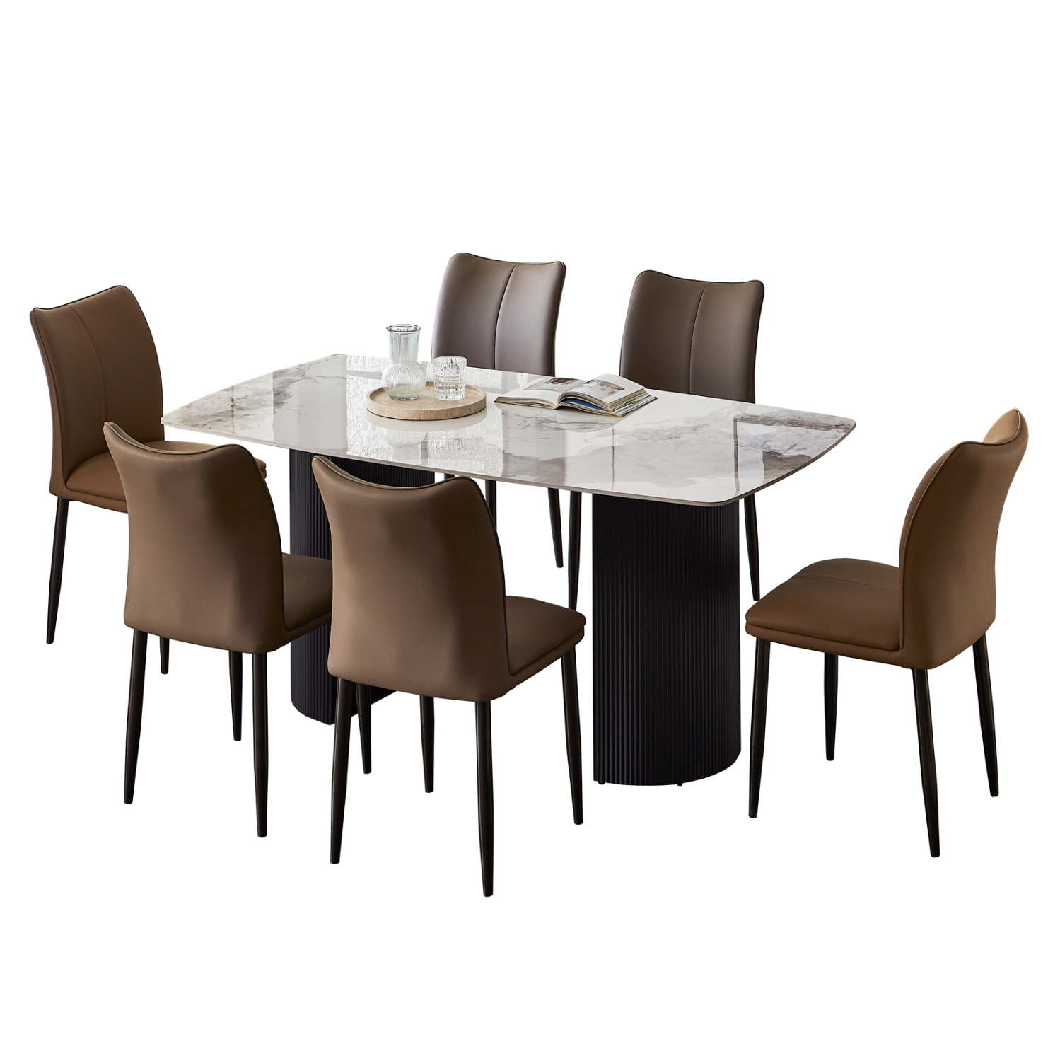 ΣΕΤ ΤΡΑΠΕΖΑΡΙΑΣ 7ΤΜΧ FB921362 ΚΕΡΑΜΙΚΟ TOP/MDF ΠΟΔΙΑ--PU ΚΑΦΕ/ΜΕΤΑΛ.ΠΟΔΙΑ