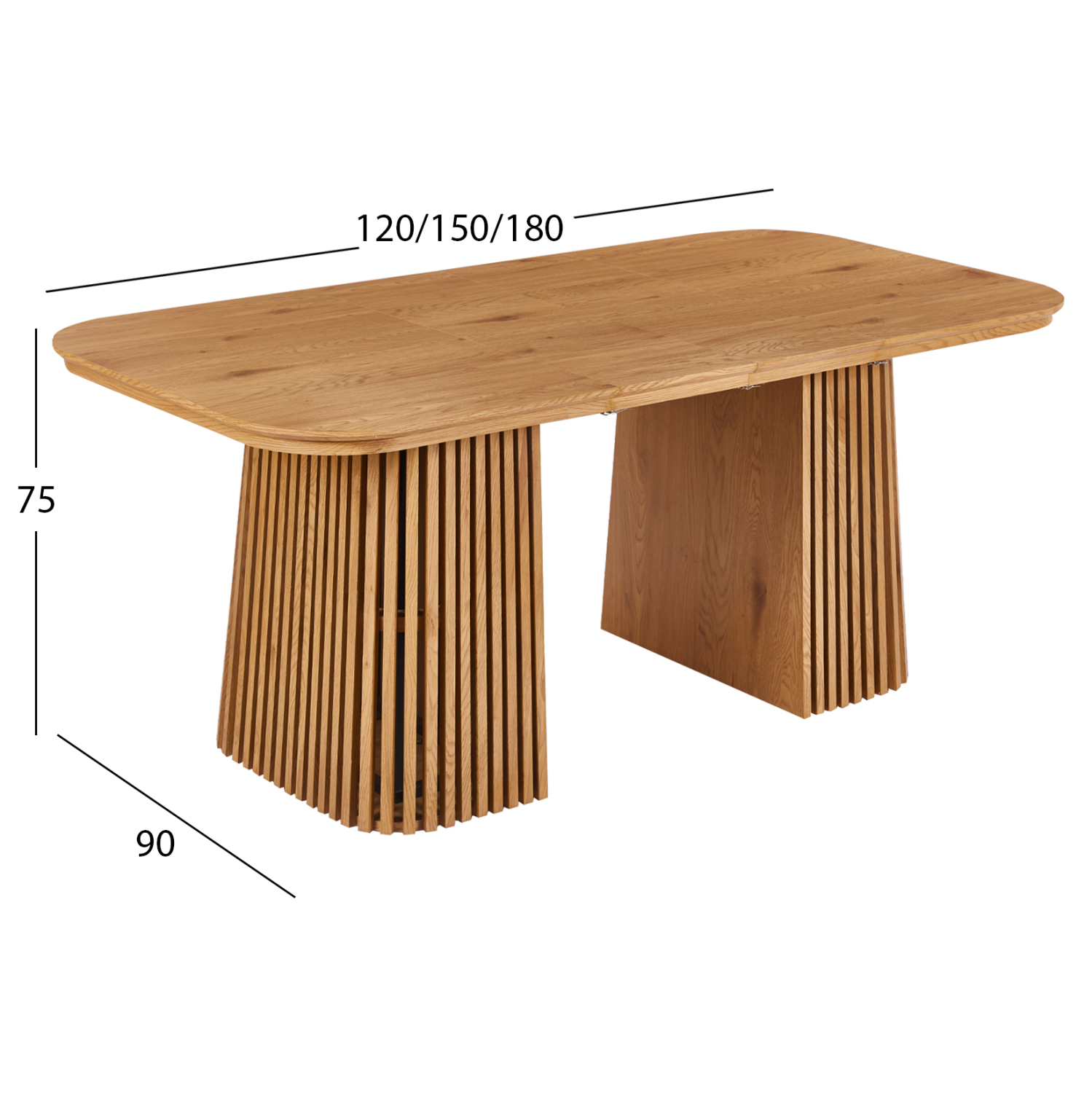 ΤΡΑΠΕΖΙ ΤΡΑΠΕΖΑΡΙΑΣ ΕΠΕΚΤΕΙΝΟΜΕΝΟ FB918436 MDF ΣΕ ΦΥΣΙΚΟ 120/150/180x90x75Υεκ. - Image 2