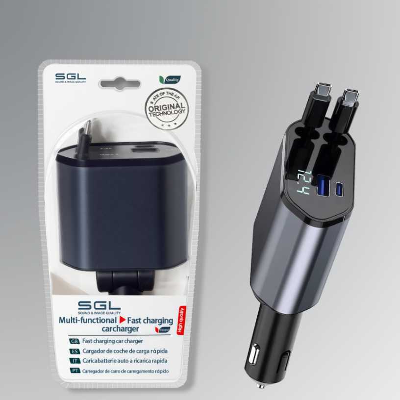 Φορτιστής αναπτήρα αυτοκινήτου Quick Charger με καλώδια φόρτισης TypeC - V7 - 210321 - Image 2