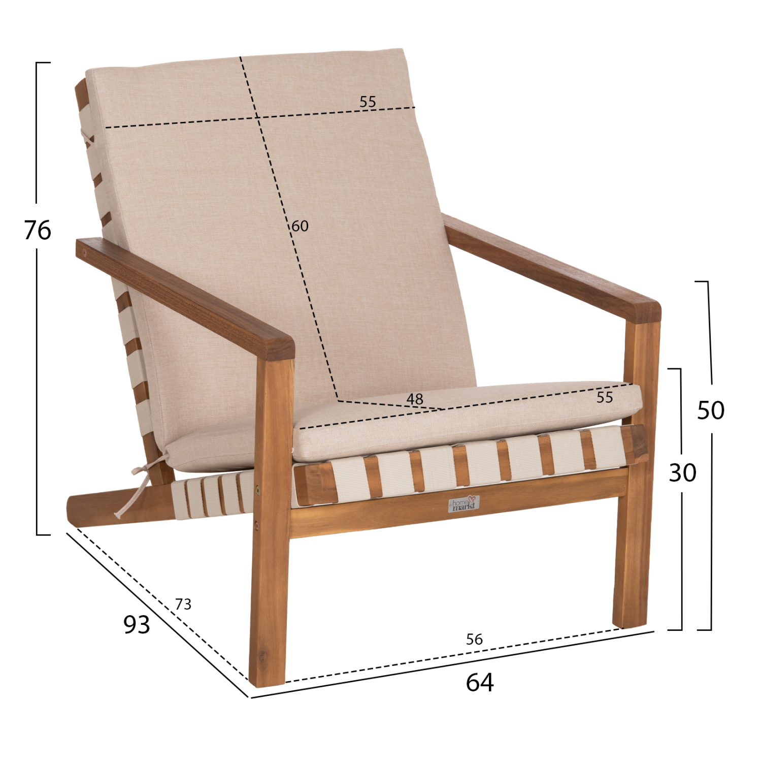 LOUNGE ΣΕΤ ΕΞ.ΧΩΡΟΥ 3ΤΜΧ FB910982 ΞΥΛΟ ΑΚΑΚΙΑΣ--ΣΧΟΙΝΙ STRAP & ΜΑΞΙΛΑΡΙΑ ΣΕ ΜΠΕΖ - Image 3