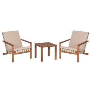 LOUNGE ΣΕΤ ΕΞ.ΧΩΡΟΥ 3ΤΜΧ FB910982 ΞΥΛΟ ΑΚΑΚΙΑΣ--ΣΧΟΙΝΙ STRAP & ΜΑΞΙΛΑΡΙΑ ΣΕ ΜΠΕΖ
