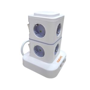 Κάθετο πολύπριζο 8 θέσεων με διακόπτες & 4xUSB - Σούκο - 3m - RC-G8P-4U - 008237
