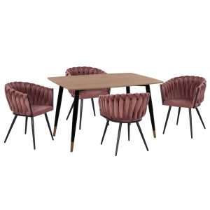 ΣΕΤ ΤΡΑΠΕΖΑΡΙΑΣ 5ΤΜΧ FB912122.01 MDF TOP ΣΕ ΦΥΣΙΚΟ--ΣΑΠΙΟ ΜΗΛΟ ΒΕΛΟΥΔΟ