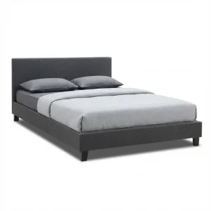 Κρεβάτι Flat Megapap υφασμάτινο χρώμα ανθρακί 160x200εκ.