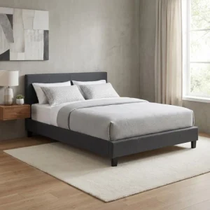 Κρεβάτι Flat Megapap υφασμάτινο χρώμα ανθρακί 140x190εκ.