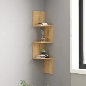 Ραφιέρα τοίχου γωνιακή Zikzak Megapap χρώμα sapphire oak 25x25x105,4εκ.