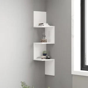Ραφιέρα τοίχου γωνιακή Zikzak Megapap χρώμα λευκό 25x25x105,4εκ.