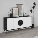 Μπουφές Gora Megapap χρώμα μαύρο εφέ μαρμάρου - λευκό 180x35,6x82εκ.
