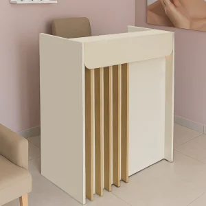 Γραφείο υποδοχής - reception Karibu Megapap με LED χρώμα sandstone - sepet oak 90x40x100εκ.