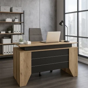 Γραφείο εργασίας Remida Megapap χρώμα sepet oak - ανθρακί 140x60x76,9εκ.