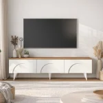 Έπιπλο τηλεόρασης Bono Megapap χρώμα λευκό - sepet oak 150x32,3x42,1εκ.