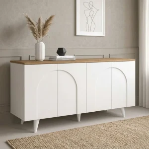 Μπουφές Bono Megapap χρώμα λευκό - sepet oak 150x45x74,6εκ.