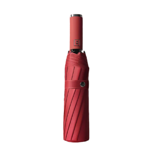 Αυτόματη ομπρέλα σπαστή με φακό LED - 10K - Tradesor - 585670 - Red