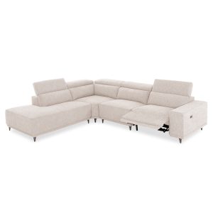 ΚΑΝΑΠΕΣ ΑΡΙΣΤΕΡΗ ΓΩΝΙΑ 5Θ ΜΕ RECLINE FB93316.02L ΕΚΡΟΥ ΥΦΑΣΜΑ 307x267x94Yεκ