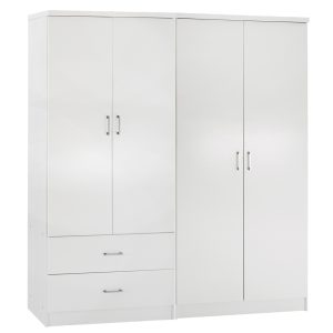 ΝΤΟΥΛΑΠΑ 4-ΦΥΛΛΗ ΜΕ 2 ΣΥΡΤΑΡΙΑ FB911351.05 ΜΕΛΑΜΙΝΗ ΣΕ ΛΕΥΚΟ 160x43x181Υ