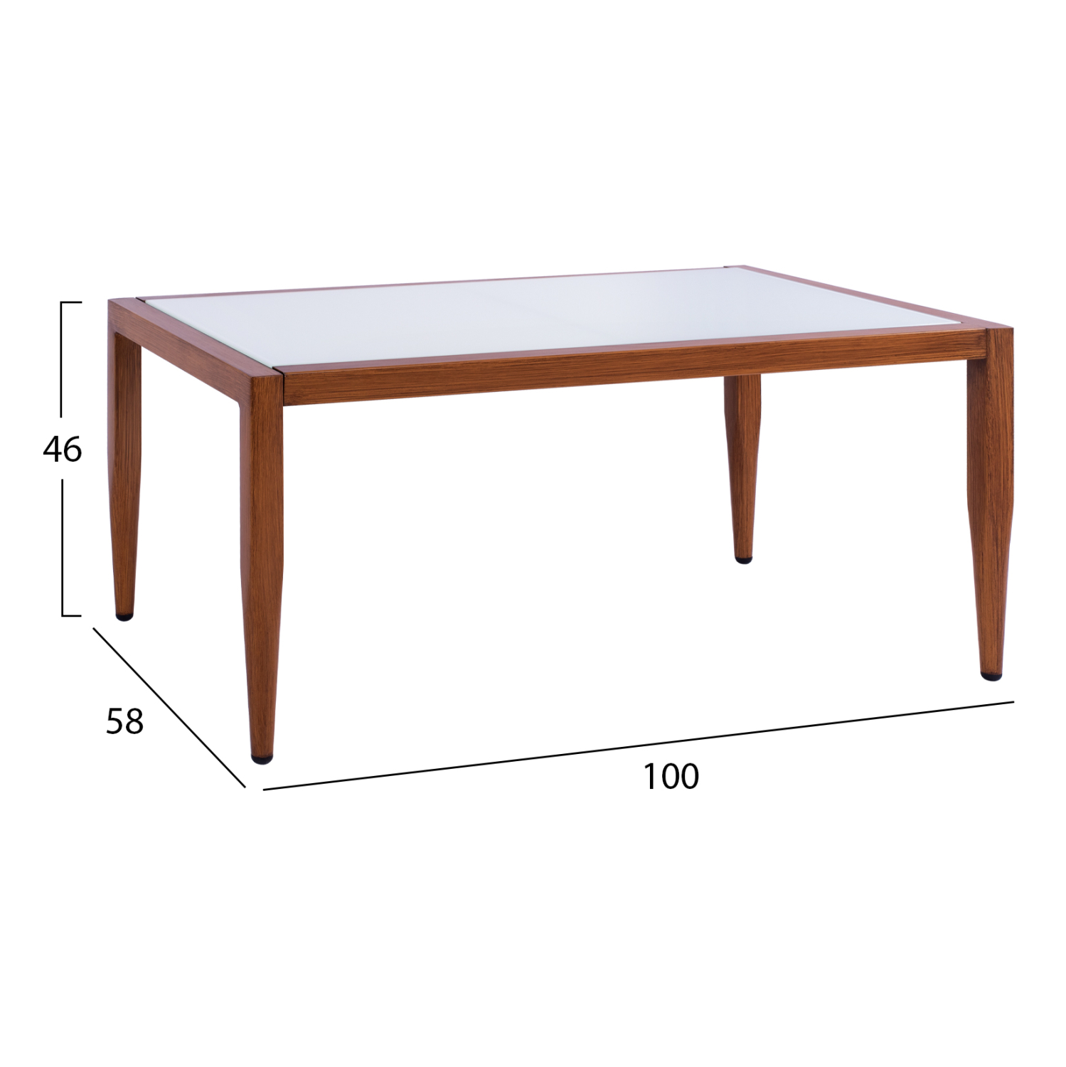 ΤΡΑΠΕΖΙ MEIR ΣΑΛΟΝΙΟΥ ΑΛΟΥΜΙΝΙΟΥ BAMBOO LOOK ΜΕ ΓΥΑΛΙ 100Χ58Χ46 FB95551.01 - Image 2