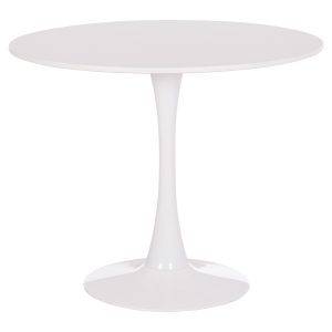 ΤΡΑΠΕΖΙ ΣΤΡΟΓΓΥΛΟ FB918141.01 MDF TOP-ΒΑΣΗ ΜΕΤΑΛΛΙΚΗ--ΛΕΥΚΟ Φ90x73Υεκ