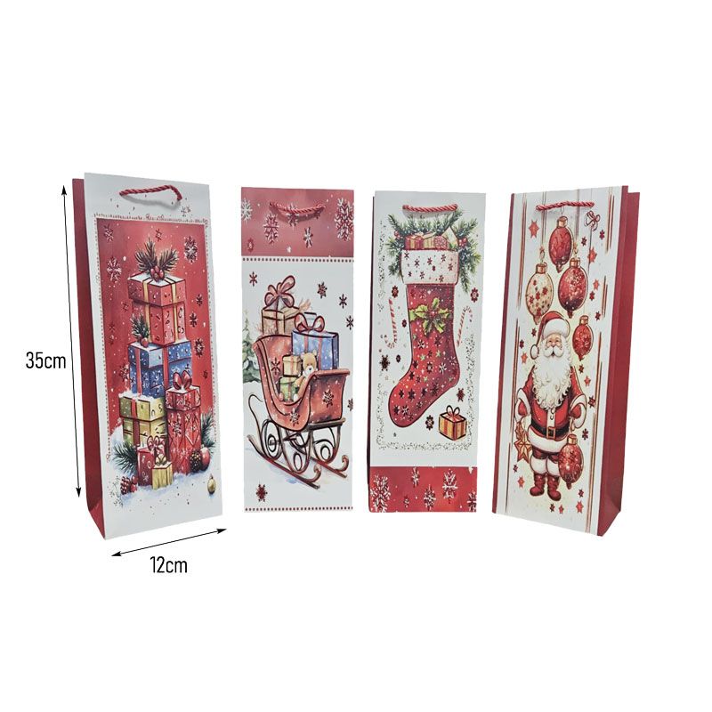 Χριστουγεννιάτικη Σακούλα Δώρου Ψηλή 35x12cm 12τμχ - Tall Christmas Gift Bag 12pcs 056047 - Image 2